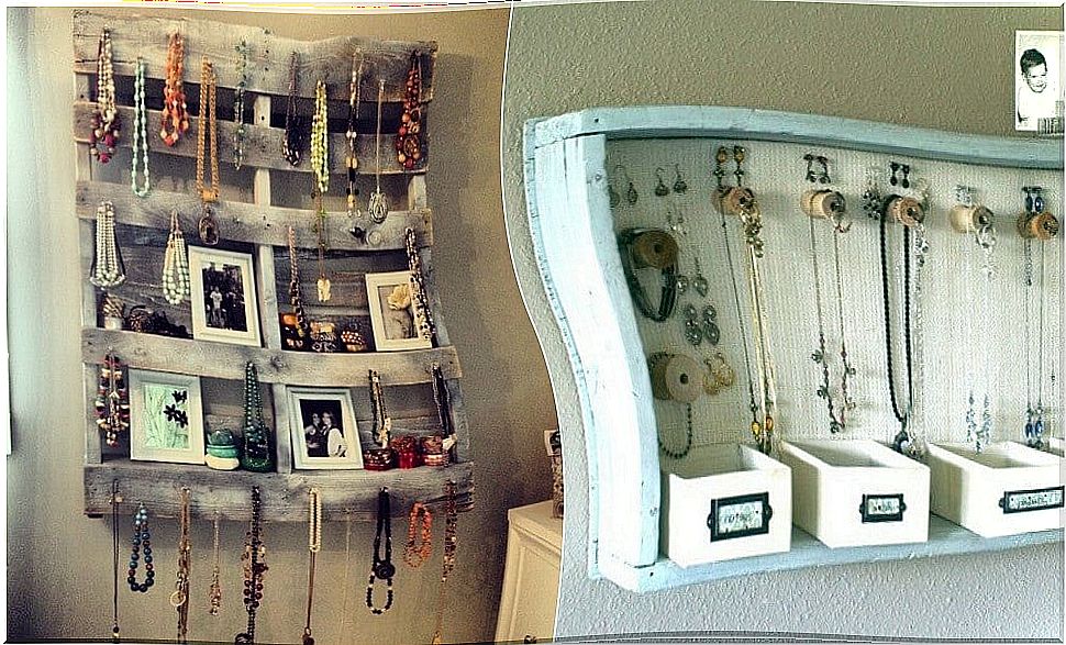 Pallets are a vintage alternative to decorate your home and organize your jewelry. 