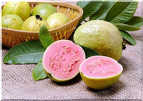 Guava cut into two pieces
