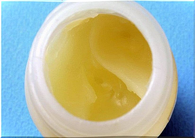 Remove make-up with petroleum jelly and sugar.