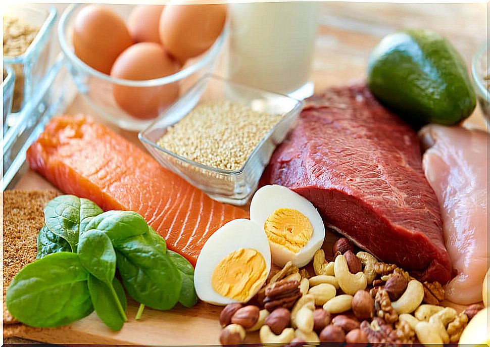 Protein in a diet.